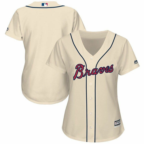 Atlanta Braves Majestic Womens Alternate Cool Base Replica Team Jersey Ivory 2019 Model A14226