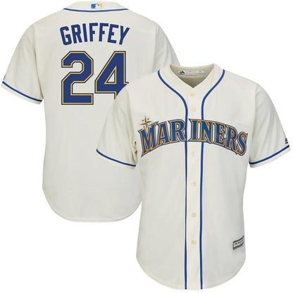 Ken Griffey Jr. Seattle Mariners Majestic Alternate Official Cool Base Replica Player Jersey - Cream