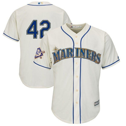 Seattle Mariners Majestic Jackie Robinson Day Official Cool Base Jersey Cream 2019