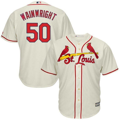 Adam Wainwright St. Louis Cardinals Majestic Cool Base Player Jersey Tan 2019