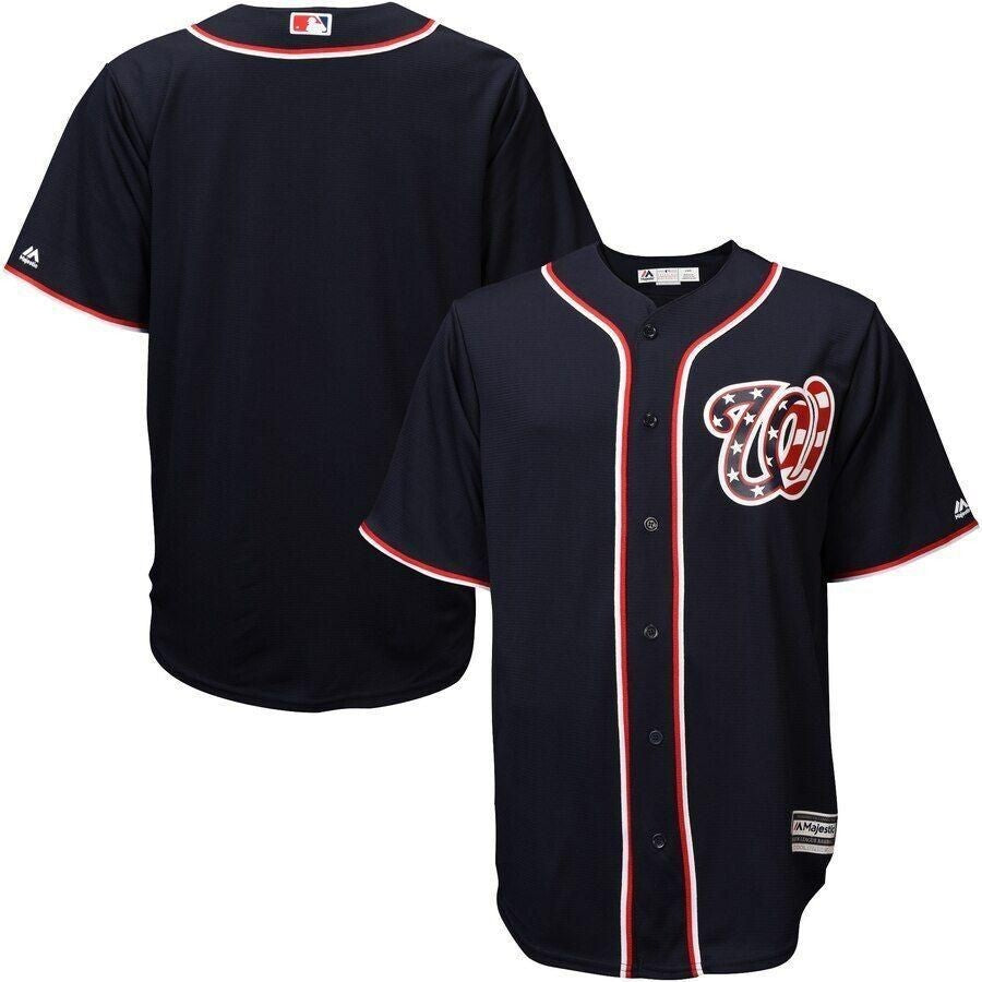 Washington Nationals Majestic Official Stars And Stripes Cool Base Jersey Navy 2019