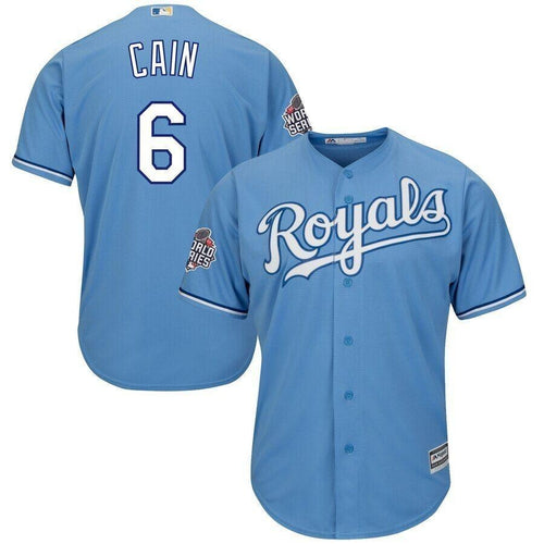 Lorenzo Cain Kansas City Royals Majestic 2015 World Series Bound Cool Base Jersey Light Blue 2019