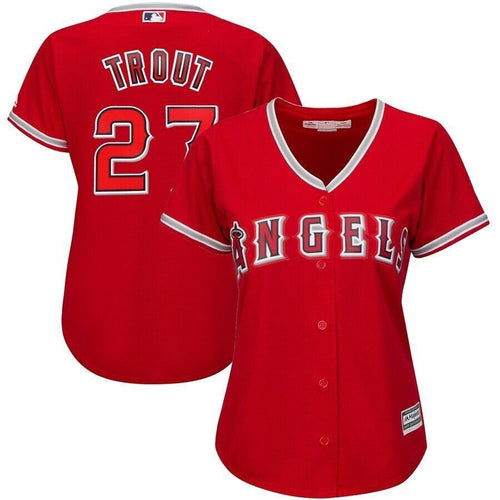 Mike Trout Los Angeles Angels Majestic Womens Cool Base Player Jersey Scarlet 2019