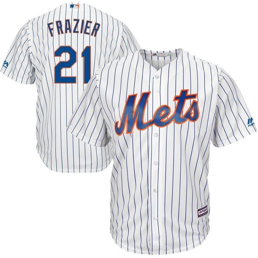 Todd Frazier New York Mets Majestic Official Cool Base Player Jersey White/Royal 2019