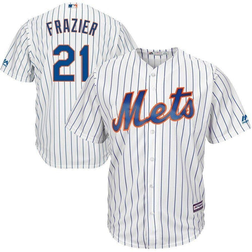 Todd Frazier New York Mets Majestic Official Cool Base Player Jersey White/Royal 2019