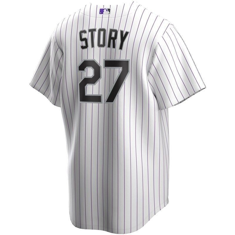 Colorado Rockies Trevor Story #27 2020 Mlb White Stripe Lines Jersey