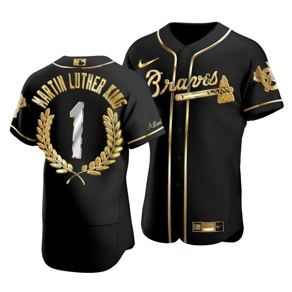 Atlanta Braves Martin Luther King Black Special Golden Edition Jersey