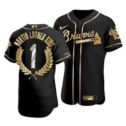 Atlanta Braves Martin Luther King Black Special Golden Edition Jersey