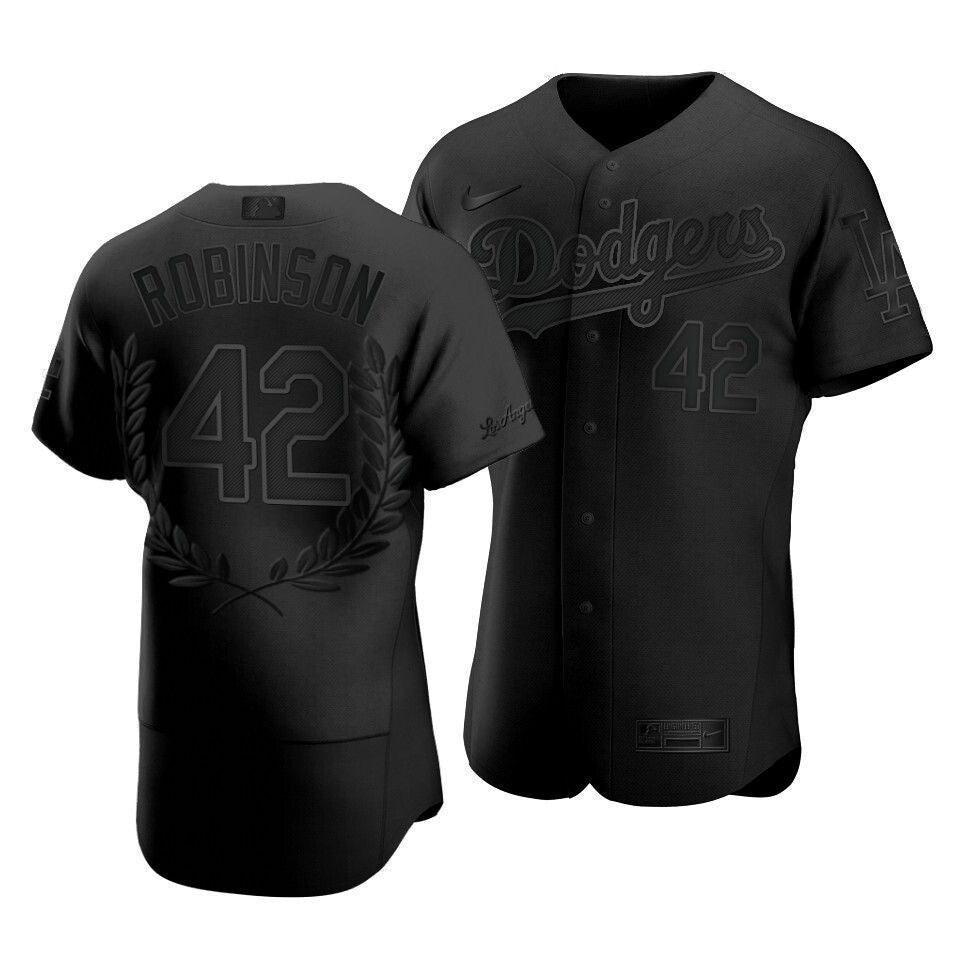 Men Los Angeles Dodgers Jackie Robinson #42 Jackie Robinson Day Platinum Edition Jersey Black