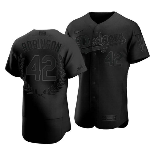Men Los Angeles Dodgers Jackie Robinson #42 Jackie Robinson Day Platinum Edition Jersey Black