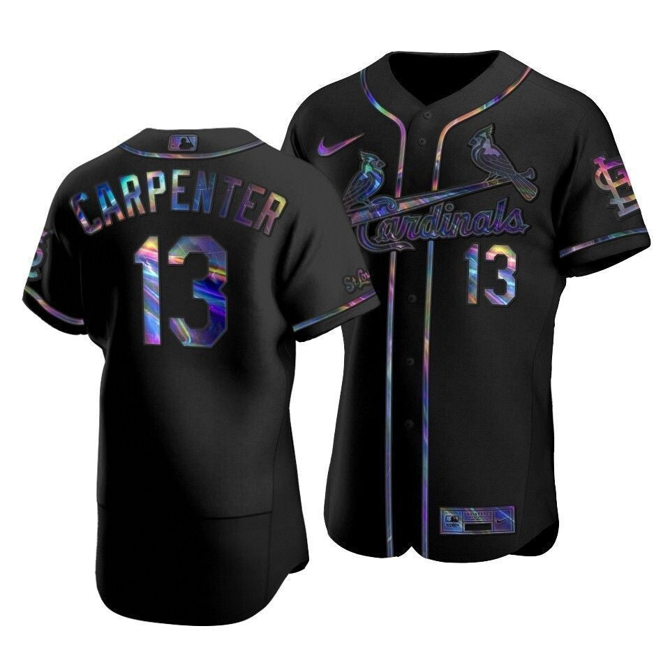 Men'S St. Louis Cardinals Matt Carpenter #13 Iridescent Logo Holographic Limited Jersey Black