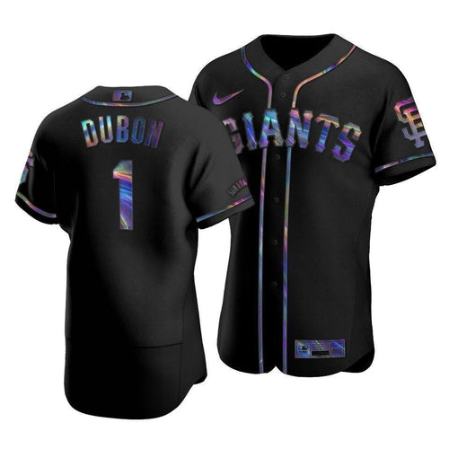 Men'S San Francisco Giants Mauricio Dubon #1 Iridescent Logo Holographic Limited  Jersey Black
