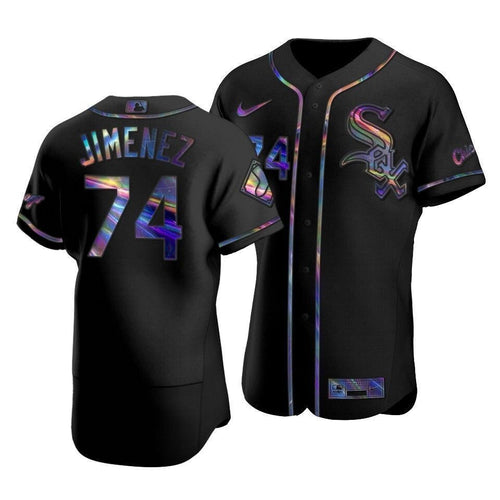 Men'S Chicago White Sox Eloy Jimenez #74 Iridescent Logo Holographic Limited  Jersey Black