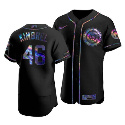 Men'S Chicago Cubs Craig Kimbrel #46 Iridescent Logo Holographic Limited  Jersey Black
