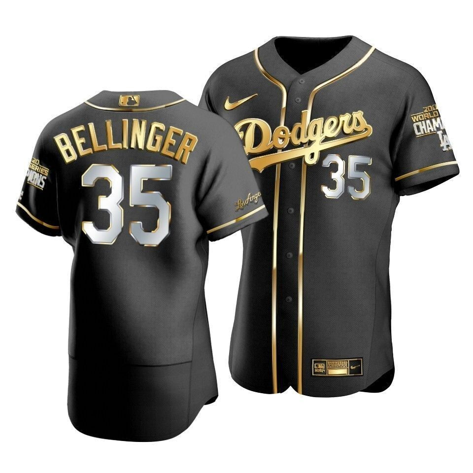Men'S Los Angeles Dodgers Cody Bellinger #35 2020 World Series Champions Golden Limited  Jersey Black