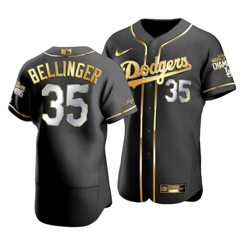 Men'S Los Angeles Dodgers Cody Bellinger #35 2020 World Series Champions Golden Limited  Jersey Black