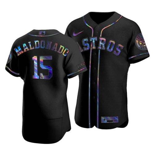 Men'S Houston Astros Martin Maldonado #15 Iridescent Logo Holographic Limited  Jersey Black