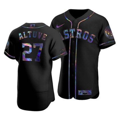 Men'S Houston Astros Jose Altuve #27 Iridescent Logo Holographic Limited  Jersey Black