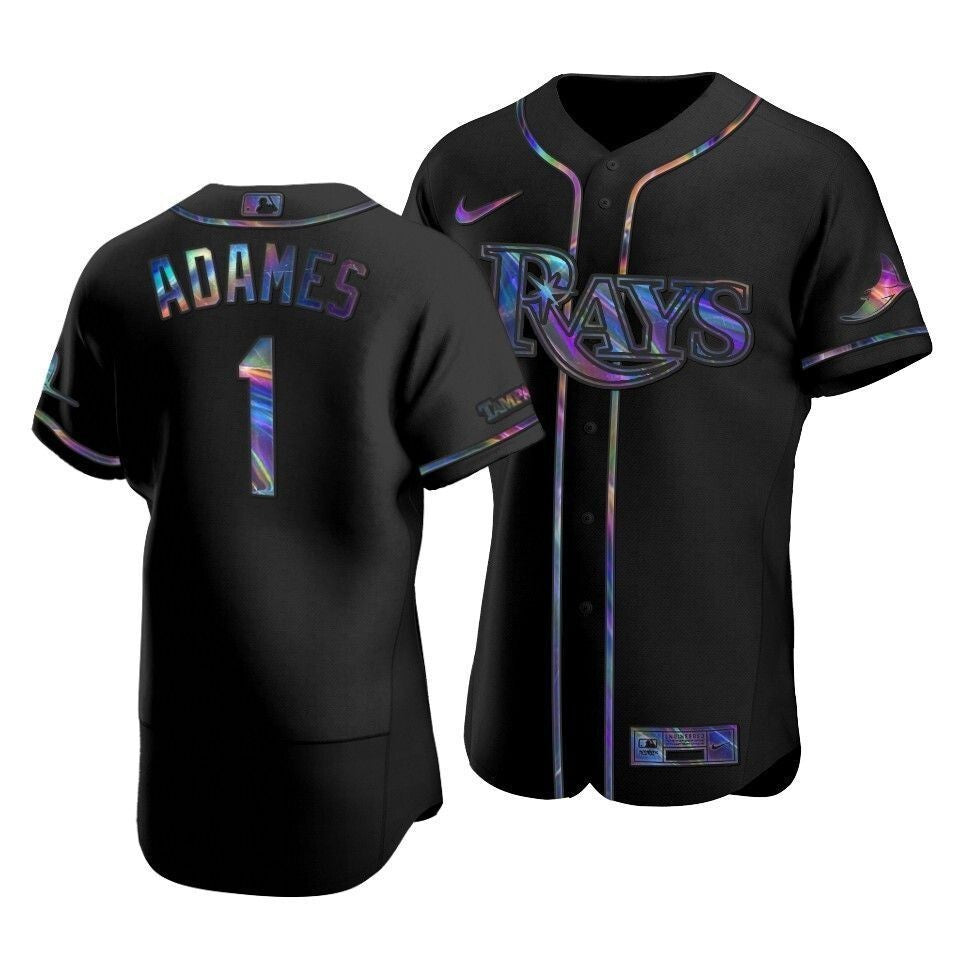 Tampa Bay Rays Willy Adames #1 Iridescent Logo Holographic Limited Jersey Black