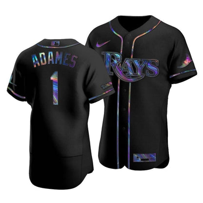 Tampa Bay Rays Willy Adames #1 Iridescent Logo Holographic Limited Jersey Black