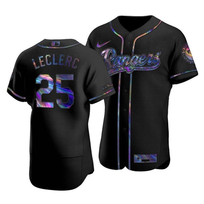 Texas Rangers Jose Leclerc #25 Iridescent Logo Holographic Limited Jersey Black