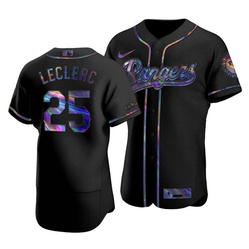 Texas Rangers Jose Leclerc #25 Iridescent Logo Holographic Limited Jersey Black