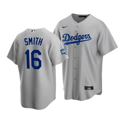 Men'S Los Angeles Dodgers Will Smith #16 2020 World Series Champions Gray Replica Alternate Jersey