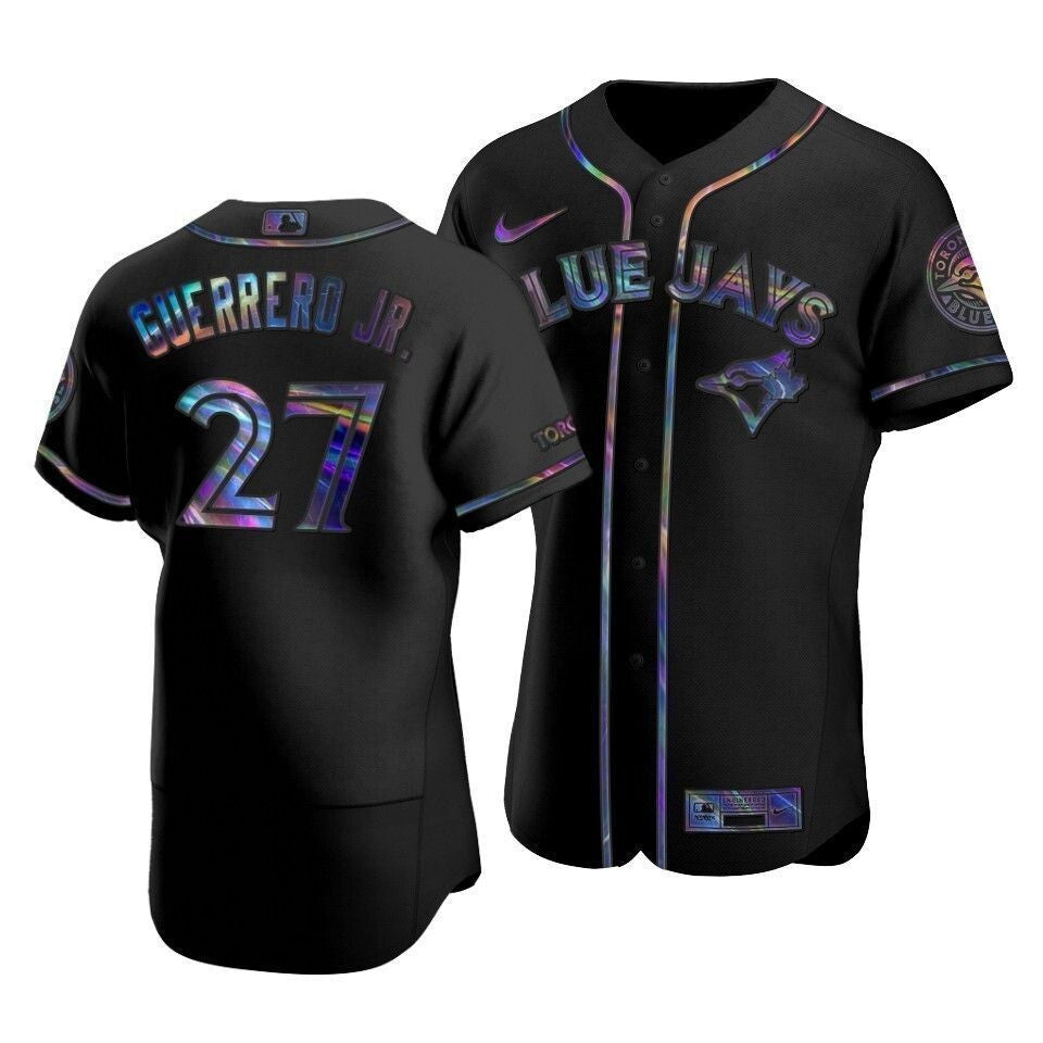 Men'S Toronto Blue Jays Vladimir Guerrero Jr. #27 Iridescent Logo Holographic Limited Jersey Black