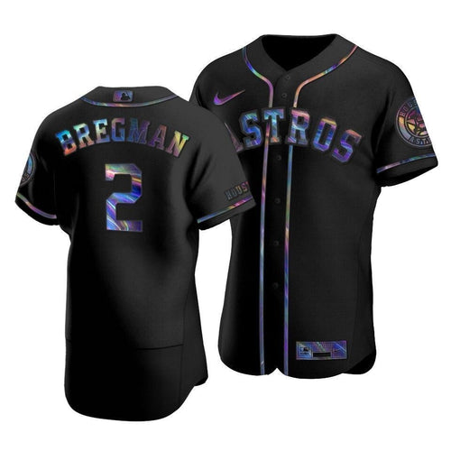 Men'S Houston Astros Alex Bregman #2 Iridescent Logo Holographic Limited  Jersey Black