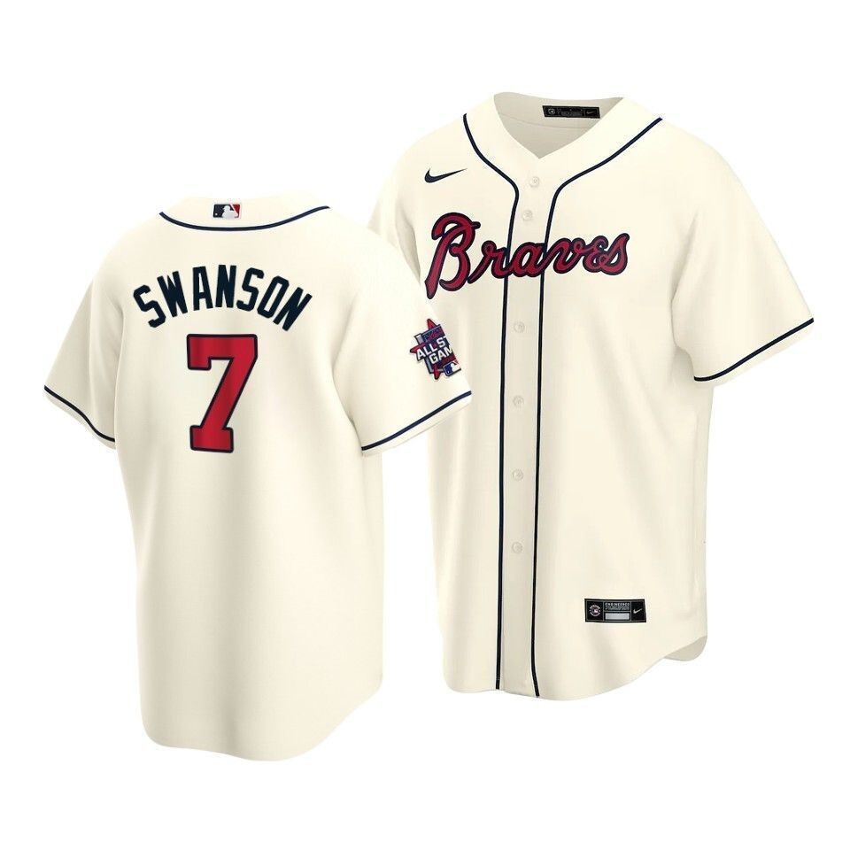 Atlanta Braves Dansby Swanson #7 2021 Mlb All-Star Game Patch Jersey Cream