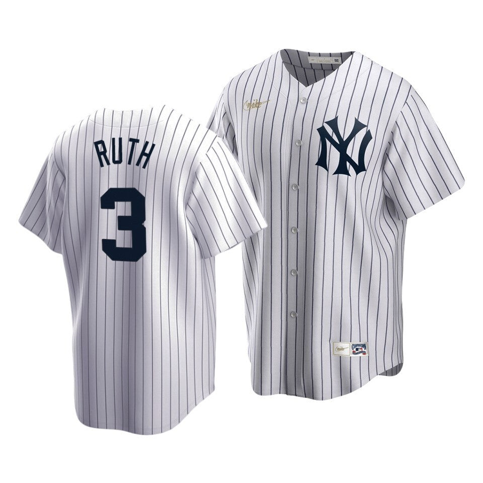 Men'S New York Yankees Babe Ruth #3 Cooperstown Collection White Home Jersey