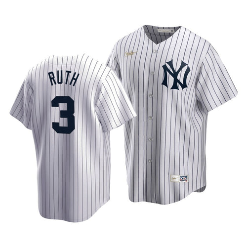 Men'S New York Yankees Babe Ruth #3 Cooperstown Collection White Home Jersey
