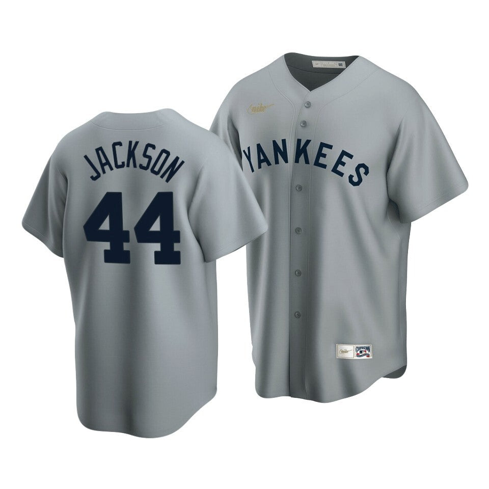 Men'S New York Yankees Reggie Jackson #44 Cooperstown Collection Gray Road Jersey