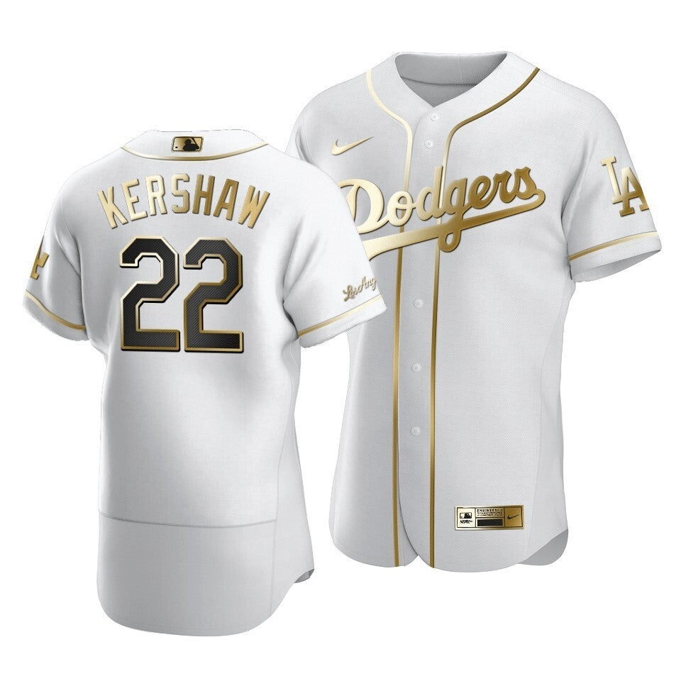 Dodgers Clayton Kershaw #22 Golden Edition White  Jersey