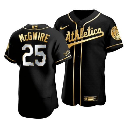 Men'S Oakland Athletics Mark Mcgwire #25 Golden Edition Black  Jersey