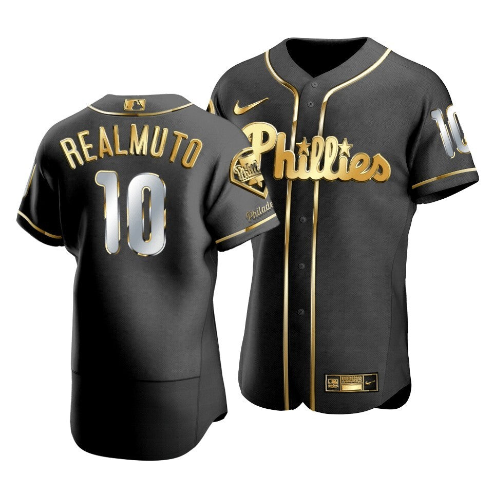 Men'S Philadelphia Phillies J.T. Realmuto #10 Golden Edition Black  Jersey