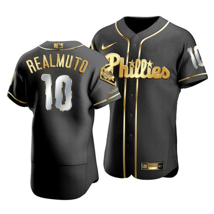 Men'S Philadelphia Phillies J.T. Realmuto #10 Golden Edition Black  Jersey
