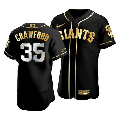 Men'S San Francisco Giants Brandon Crawford #35 Golden Edition Black  Jersey
