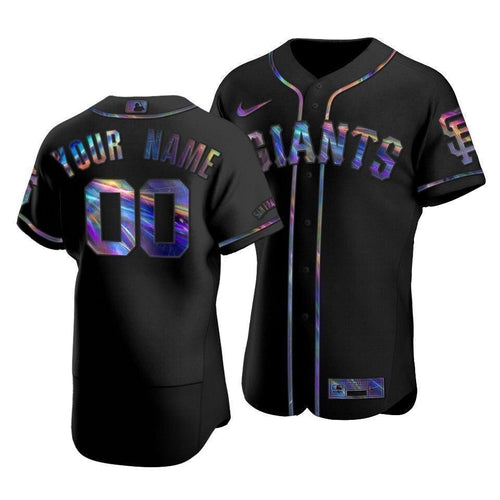 Men'S San Francisco Giants Custom #00 Iridescent Logo Holographic Limited  Jersey Black