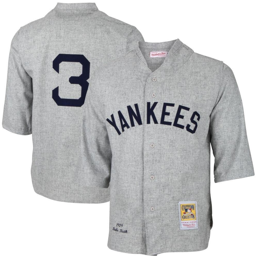 Mens New York Yankees Babe Ruth Mitchell Ness Gray Mlb Jersey Gift For New York Yankees Fans