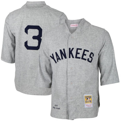 Mens New York Yankees Babe Ruth Mitchell Ness Gray Mlb Jersey Gift For New York Yankees Fans