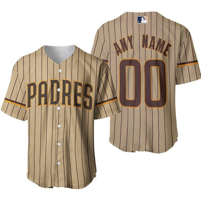 Personalized San Diego Padres 00 Anyname Mlb 2020 Light Brown Stripe Jersey Inspired Style Gift For San Diego Padres Fans Baseball Jersey -