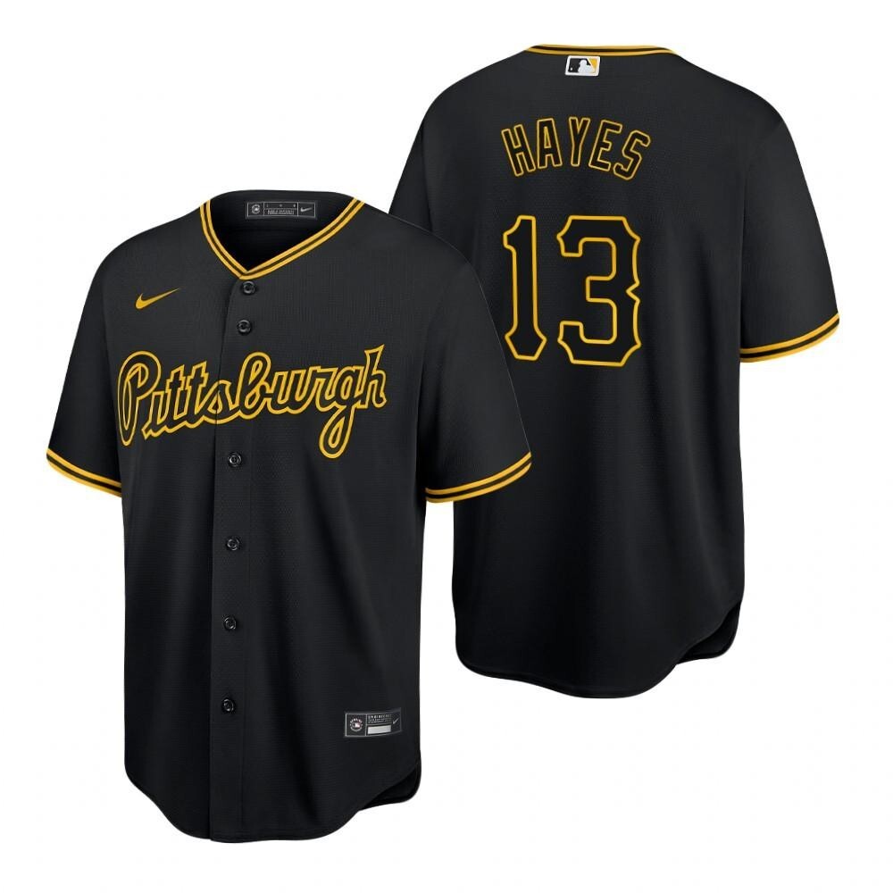 Mens Pittsburgh Pirates #13 KeBryan Hayes 2020 Baseball Black Jersey Gift For Pirates Fans