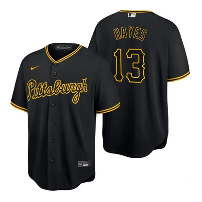 Mens Pittsburgh Pirates #13 KeBryan Hayes 2020 Baseball Black Jersey Gift For Pirates Fans