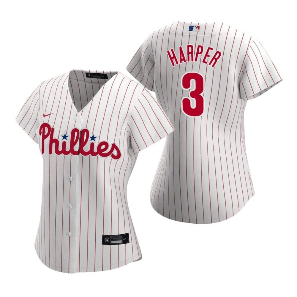 Womens Philadelphia Phillies #3 Bryce Harper 2020 White Jersey Gift For Phillies Fans