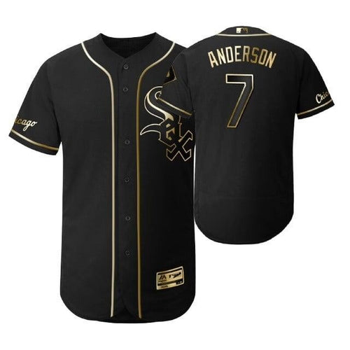 Chicago White Sox #7 Tim Anderson Mlb 2019 Golden Edition Black Jersey Gift For White Sox Fans