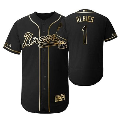 Atlanta Braves #1 Ozzie Albies Mlb 2019 Golden Edition Black Jersey Gift For Braves Fans
