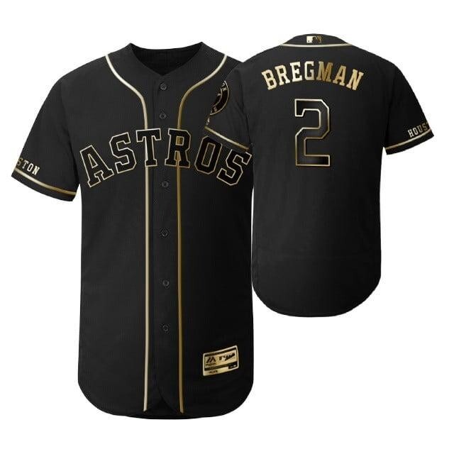 Houston Astros #2 Alex Bregman Mlb 2019 Golden Edition Black Jersey Gift For Astros Fans