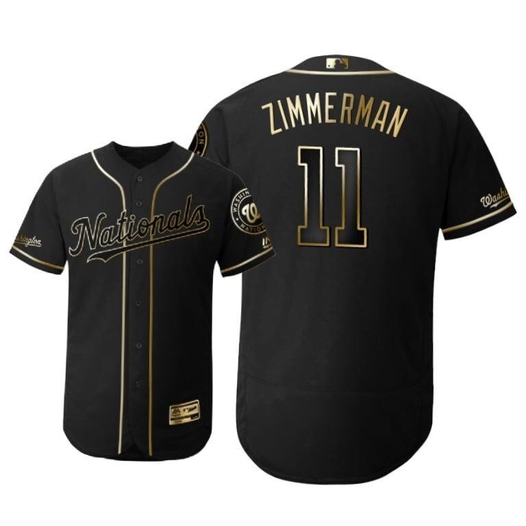 Washington Nationals #11 Ryan Zimmerman Mlb 2019 Golden Edition Black Jersey Gift For Nationals Fans