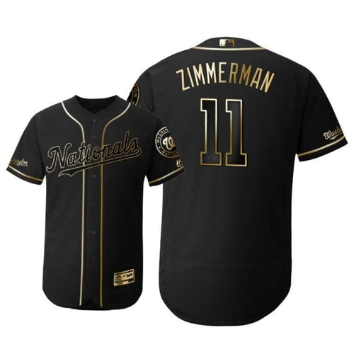 Washington Nationals #11 Ryan Zimmerman Mlb 2019 Golden Edition Black Jersey Gift For Nationals Fans